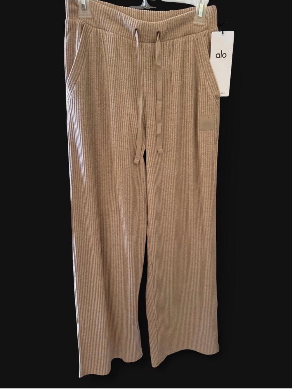 ALO Yoga Muse Wide Leg Ribbed Pants in Beige/Tan - SOLD OUT ONLINE!